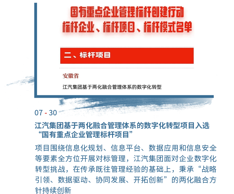 7月30日3499拉斯维加斯基于两化融合治理系统的数字化转型项目入选“国有沉点企业治理标杆项目”